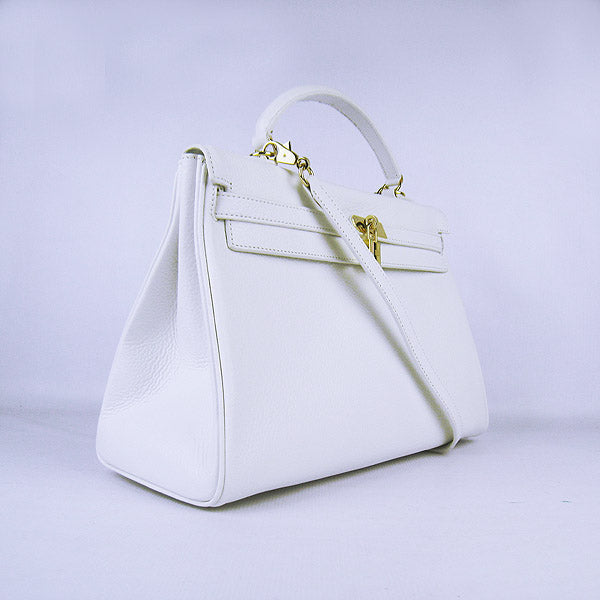 Luxury Hermes Kelly 35cm Togo Leather Handbag White/Golden