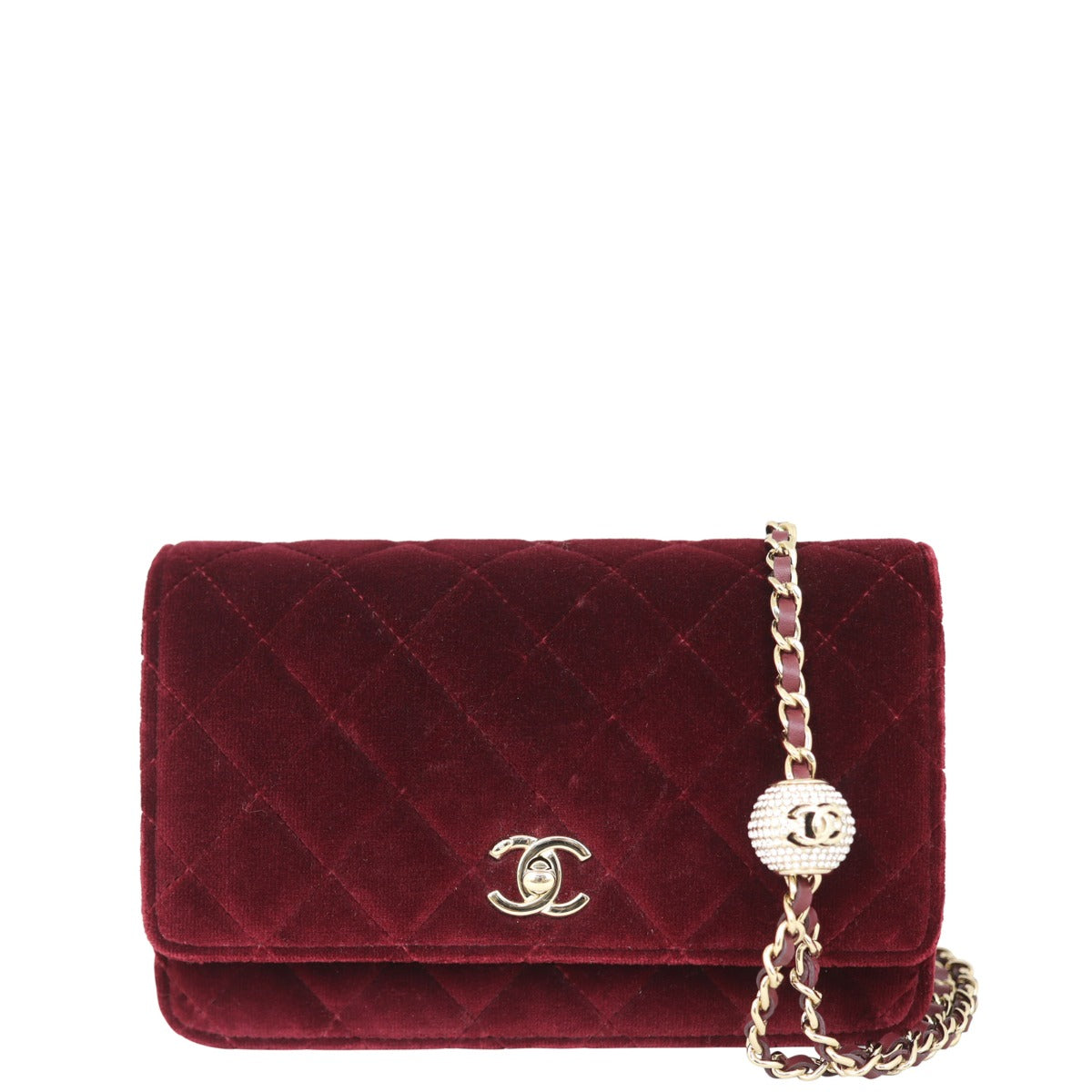 Chanel Pearl Crush Velvet Wallet on Chain
