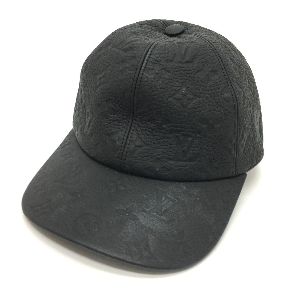 LOUIS VUITTON hat Taurillon Clemence Leather black Monogram Newsboy cap 1.1 mens 58