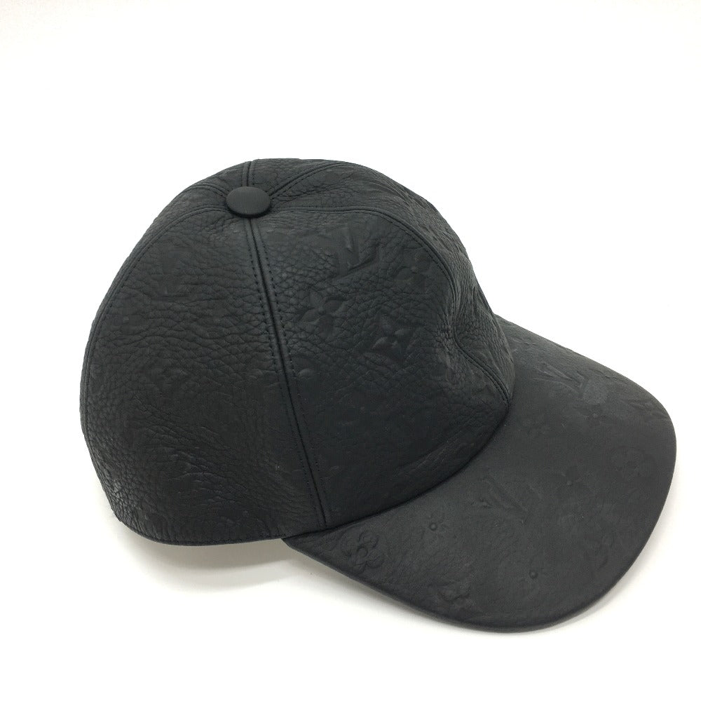 LOUIS VUITTON hat Taurillon Clemence Leather black Monogram Newsboy cap 1.1 mens 58