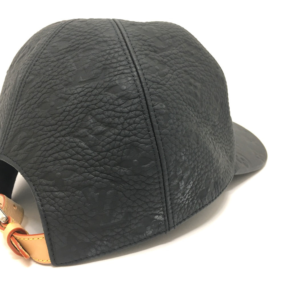 LOUIS VUITTON hat Taurillon Clemence Leather black Monogram Newsboy cap 1.1 mens 58