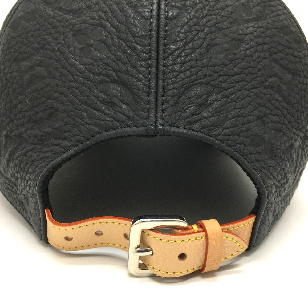 LOUIS VUITTON hat Taurillon Clemence Leather black Monogram Newsboy cap 1.1 mens 58
