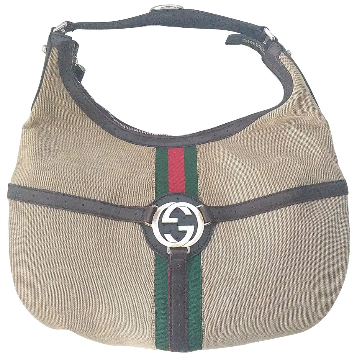 Gucci interlocking brown cloth handbag