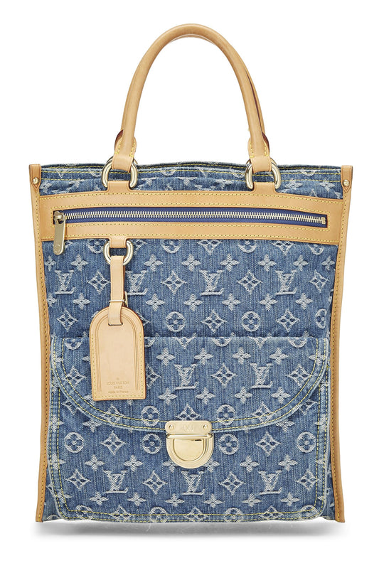 Louis Vuitton, Blue Monogram Flat Shopper, Blue