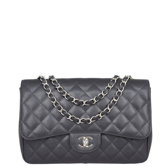Chanel Classic Single Flap Jumbo | Black Silver Hardware