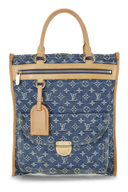 Louis Vuitton, Blue Monogram Flat Shopper, Blue