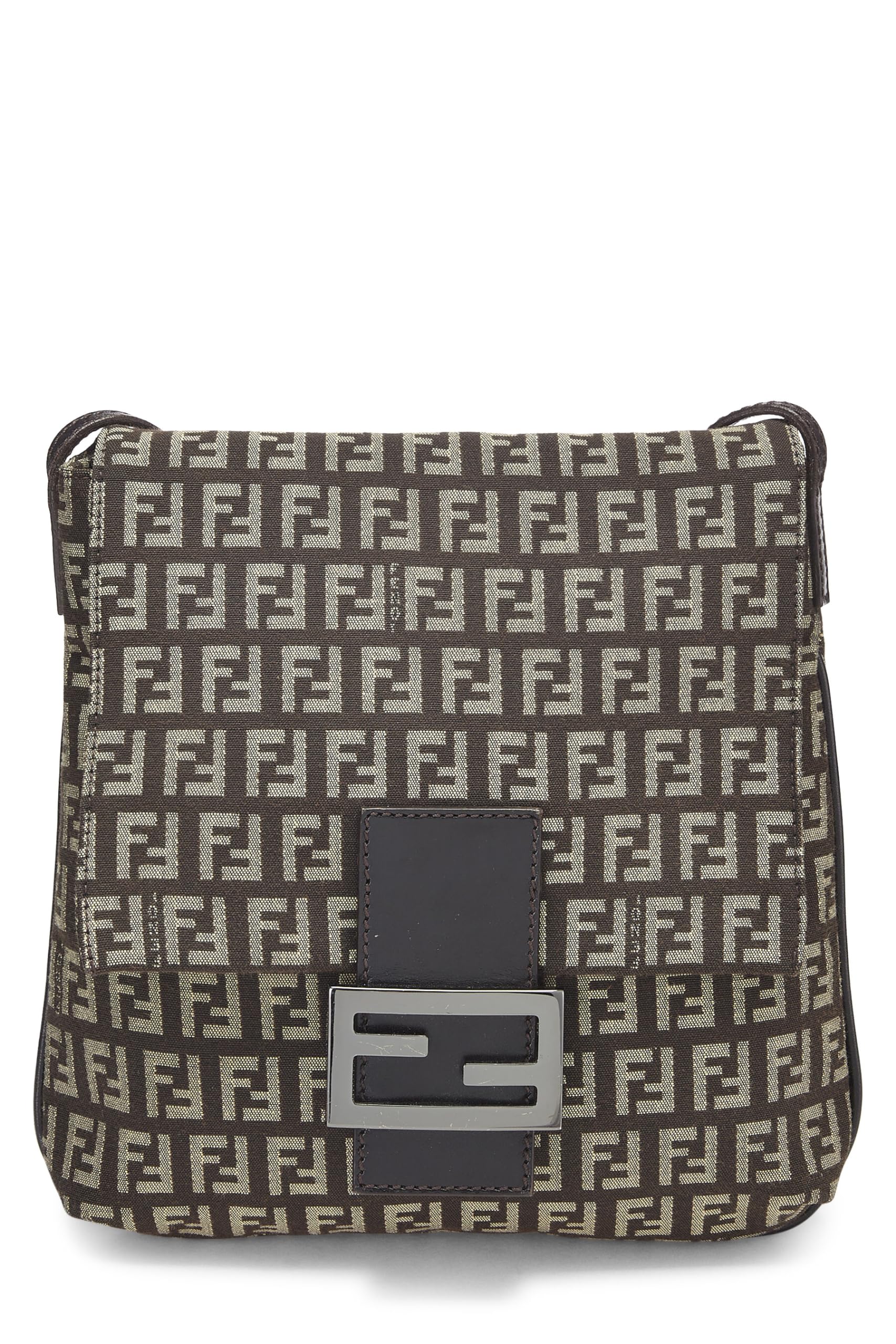 Fendi, Brown Zucchino Canvas Messenger Small, Brown