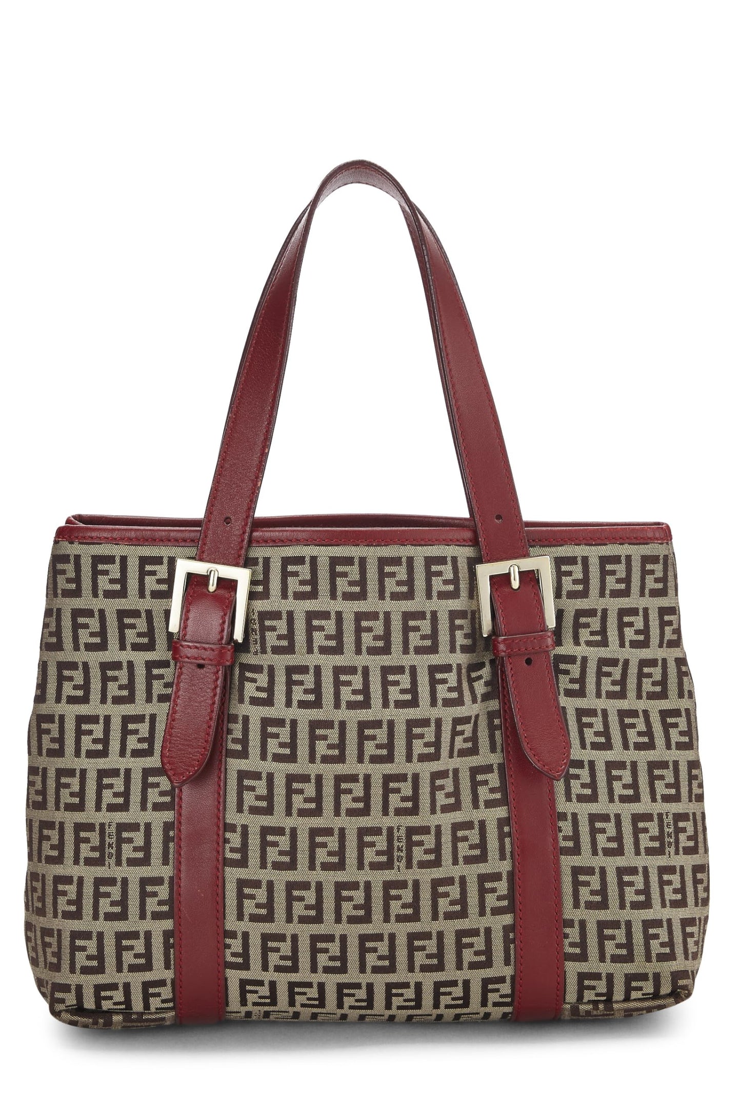 Fendi, Red Zucchino Canvas Handbag, Red