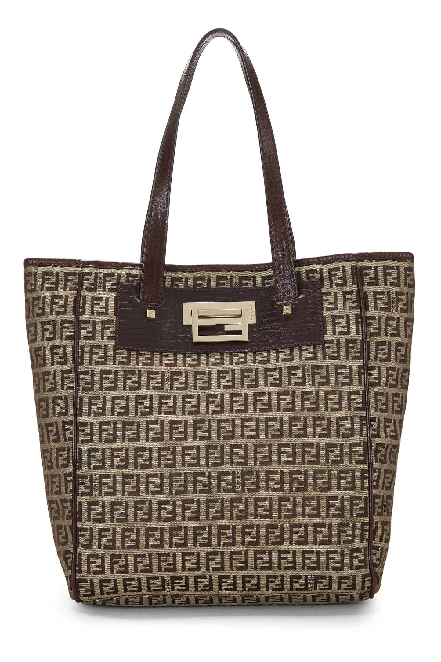 Fendi, Brown Zucchino Canvas Tote Small, Brown