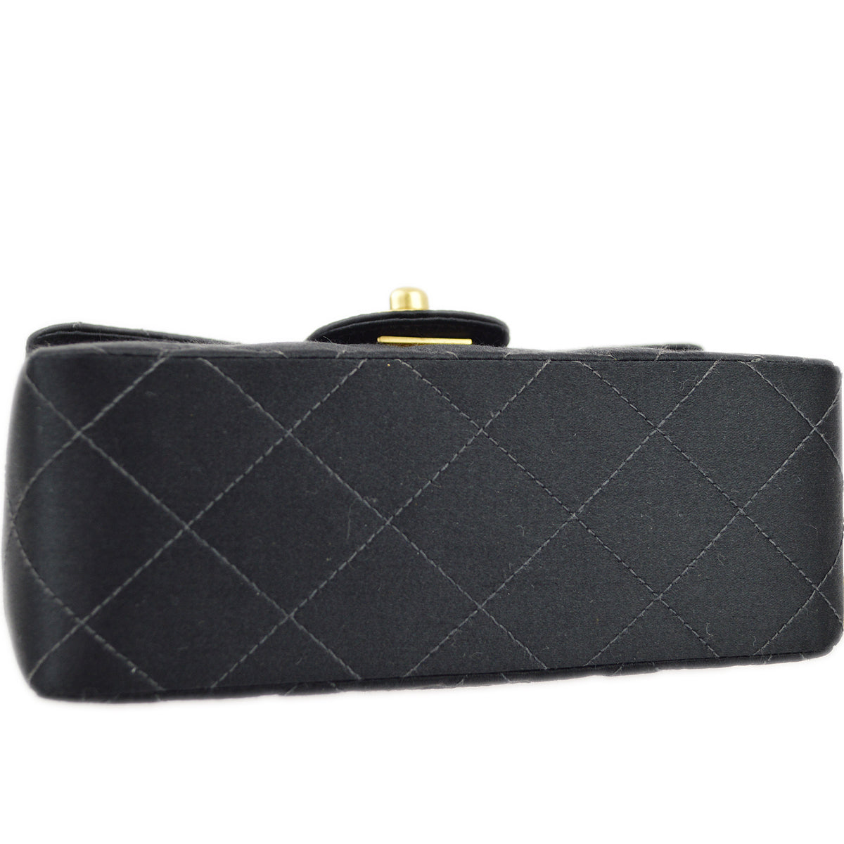 Chanel Black Satin Mini Classic Square Flap Shoulder Bag 17