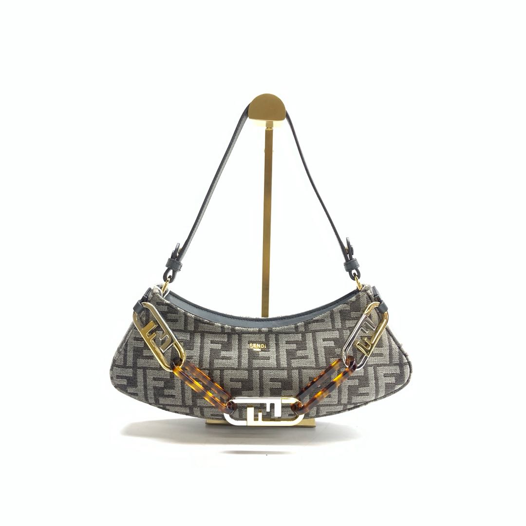 Fendi O'Lock Swing FF Logo Chenille Shoulder Bag