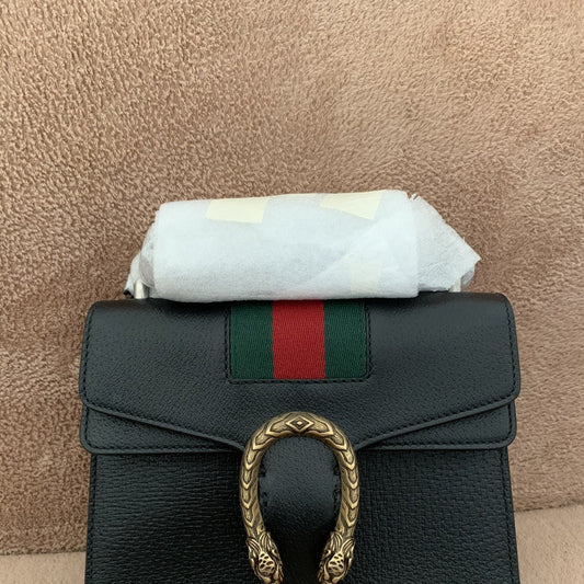 Gucci dionysus black leather handbag