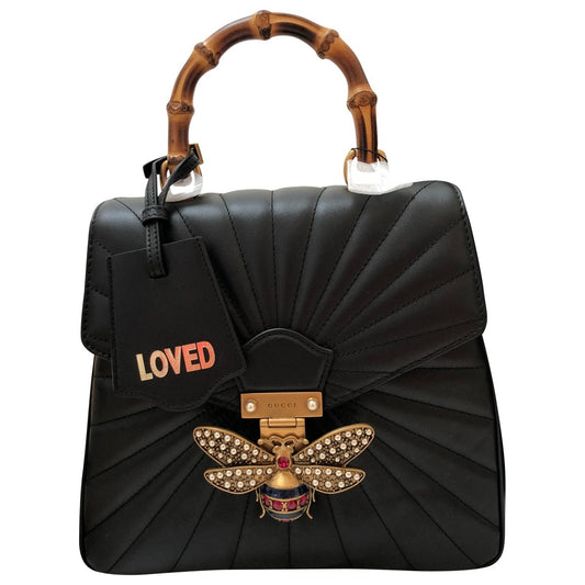 Gucci queen margaret black leather backpacks