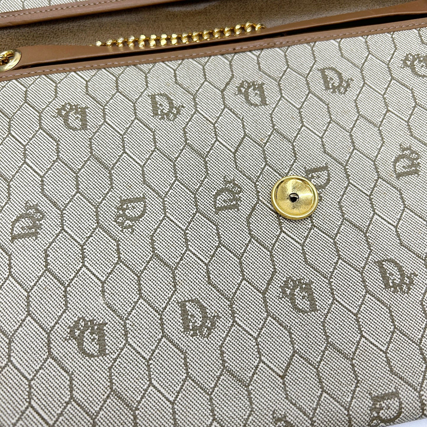 Christian Dior Pvc Leather Shoulder Bag Auth Beige Medium di2020ce