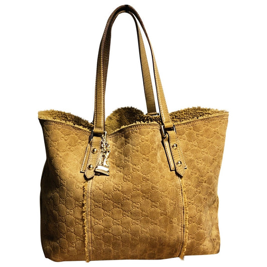 Gucci camel shearling handbag