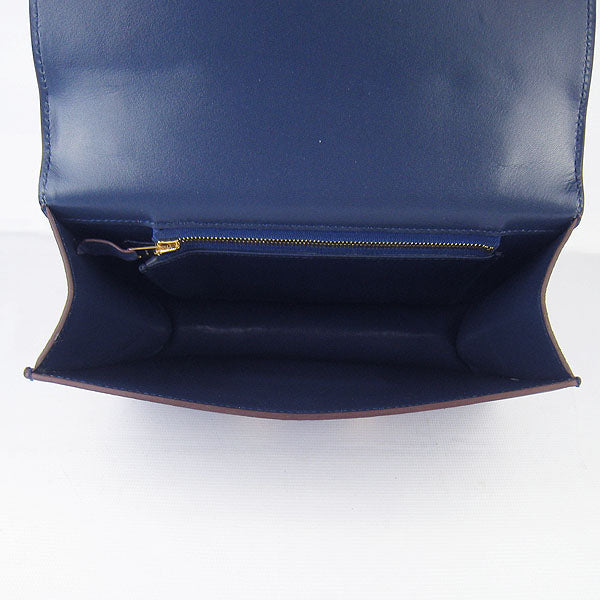 Luxury Hermes Constance Cowskin Leather Bag dark blue gold