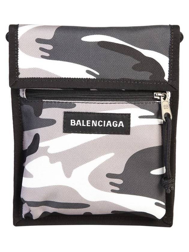 Luxury Balenciaga Trending 2026 Logo Patch Camouflage Print Cross Bag Grey