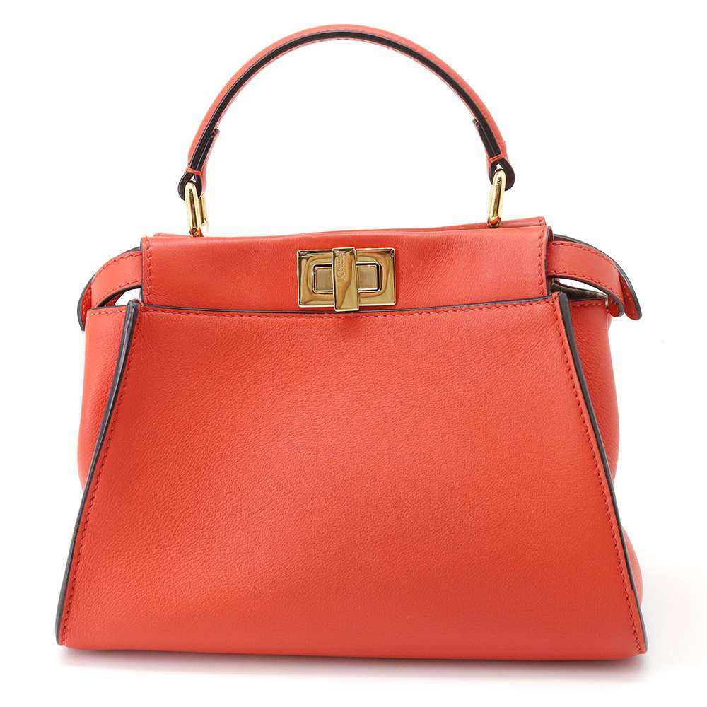 FENDI Peekaboo Orange 8BN244 Leather Size Mini