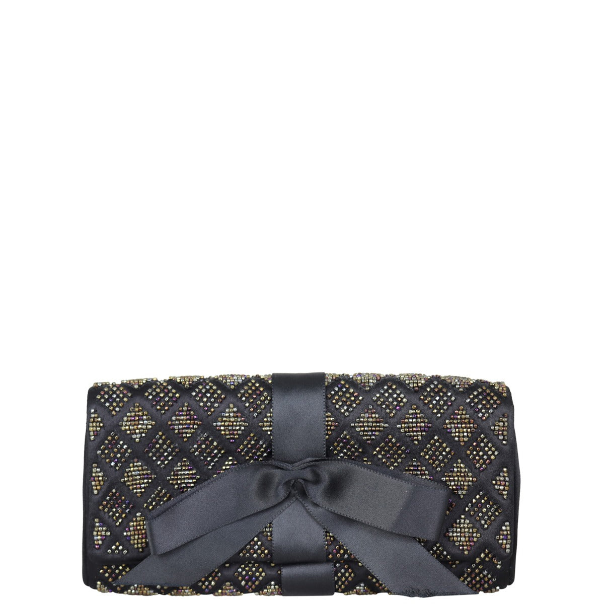 Chanel Satin Beaded Ribbon Flap Clutch