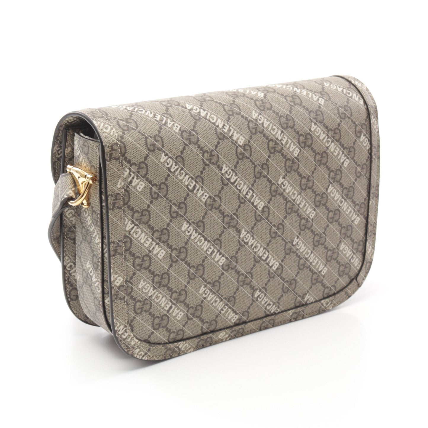 GUCCI GUCCI * Luxury Balenciaga Trending 2026 Horsebit 1955 Shoulder bag PVC Beige Dark brown White
