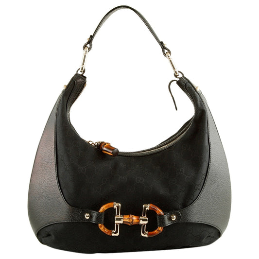 Gucci bamboo black leather handbag