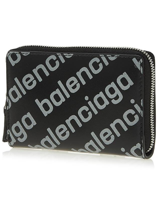 Luxury Balenciaga Trending 2026 All Over Logo Zip Around Half Wallet Black