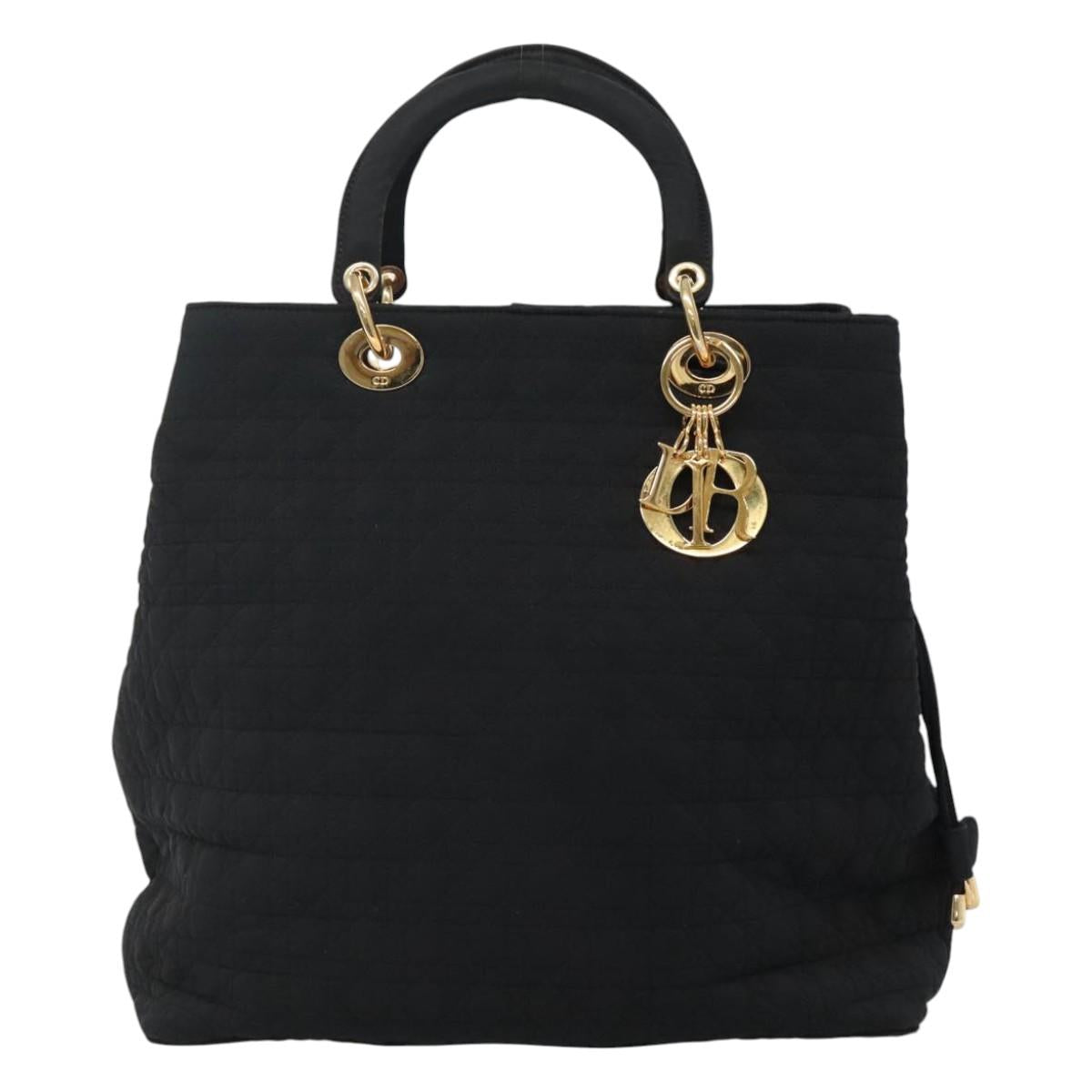 Christian Dior Lady Dior Bag Nylon Black Nylon Handbag  