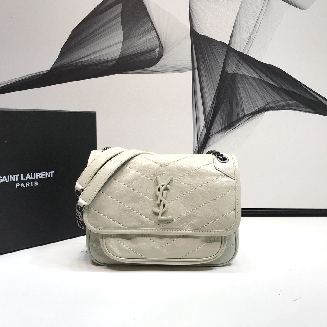 Yves Saint Laurent Niki Baby Chain Bag In Crinkled