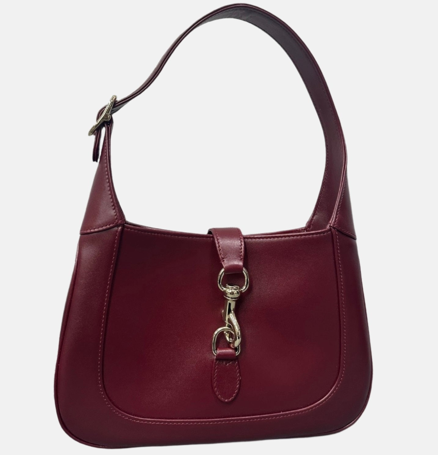 Gucci Jackie 1961 Small Ancora Red Burgundy Leather Shoulder Bag Clasp No Strap