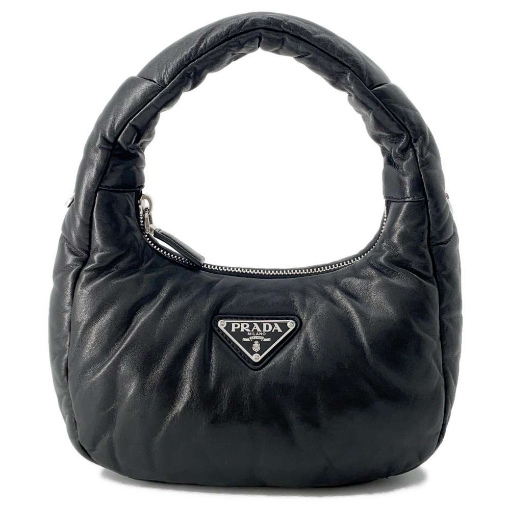 PRADA Padded Nappa 2WAY Handbag Black Leather