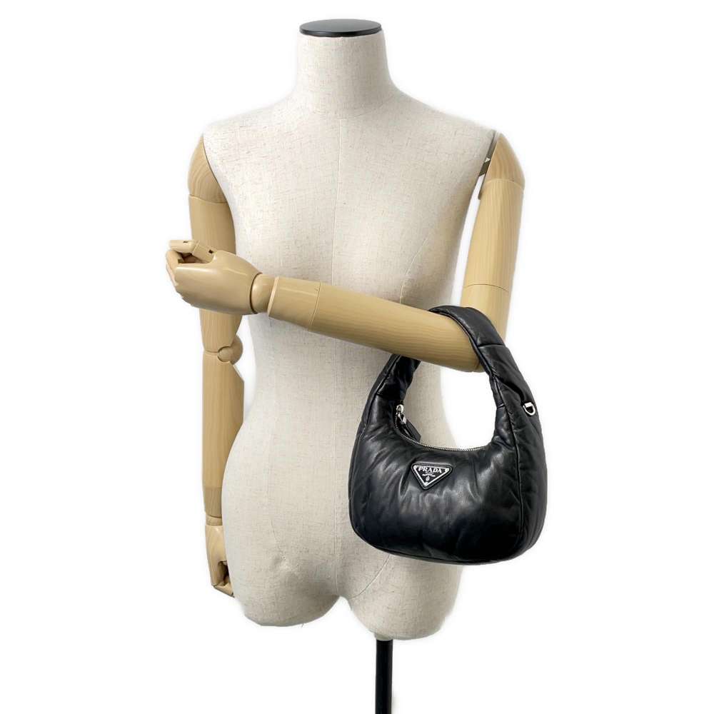PRADA Padded Nappa 2WAY Handbag Black Leather