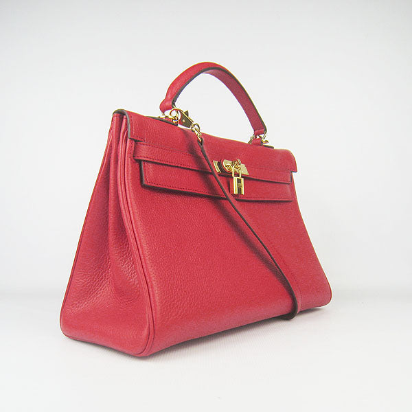 Luxury Hermes Kelly 35cm Togo Leather Handbag Red/Golden