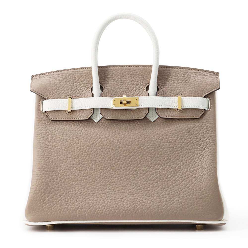 HERMES BirkinSPO Etoupe/ White Taurillon Clemence