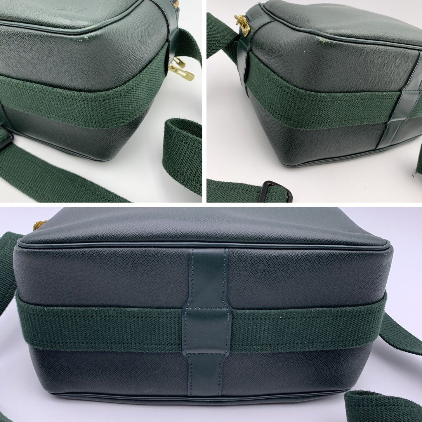 LOUIS VUITTON Green Taiga Leather Reporter Pm Messenger Bag