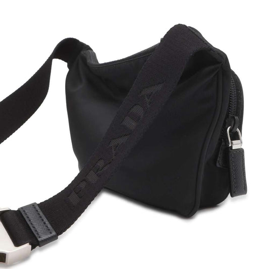 PRADA Shoulder Bag Black Nylon Leather