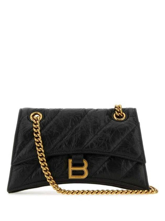 Luxury Balenciaga Trending 2026 Crush Chain Strap Small Leather Shoulder Bag Gold Black