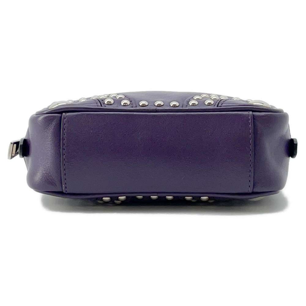PRADA Studded Shoulder Bag Purple Leather