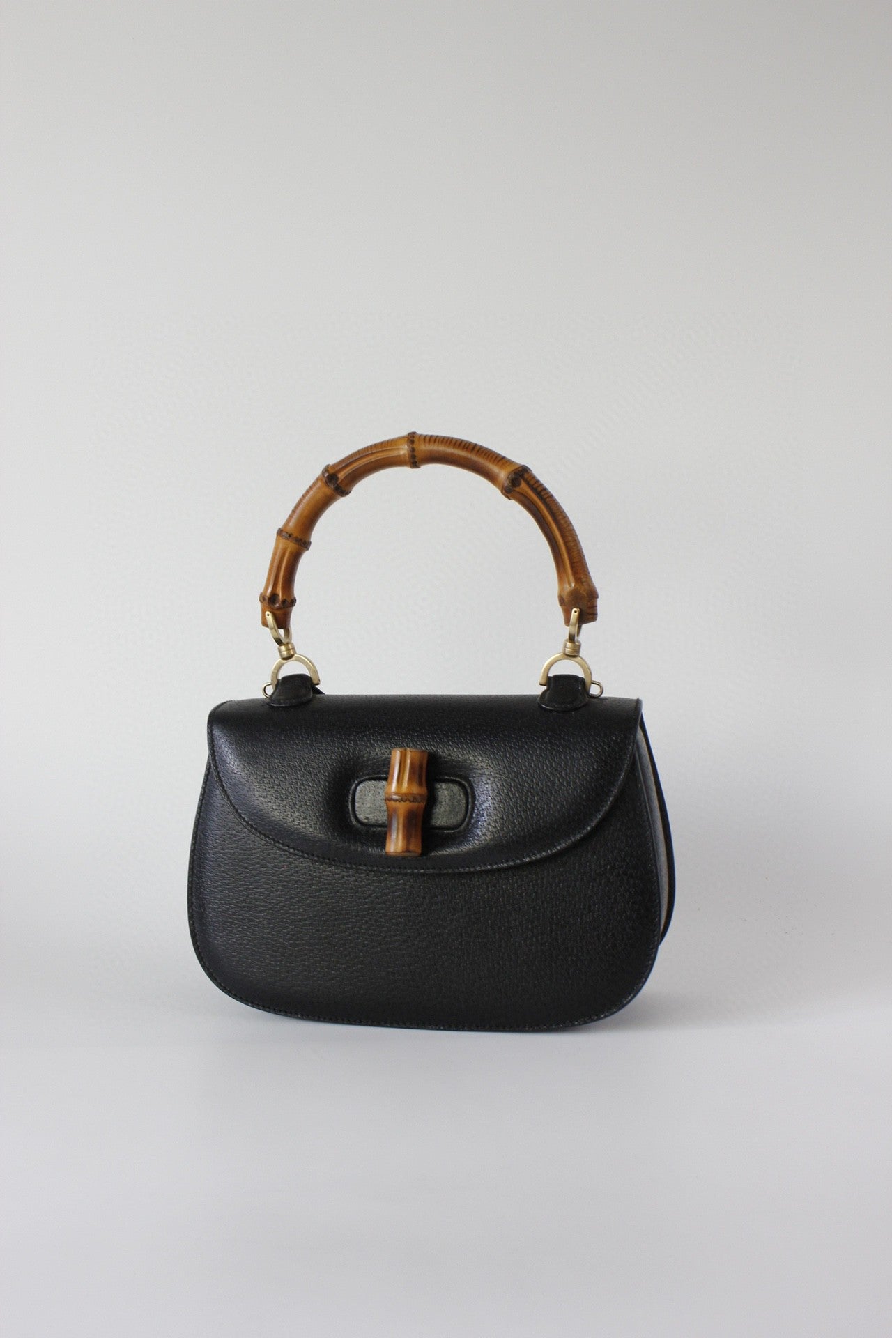 Gucci Bamboo Top Handle Bag Leather Medium Black
