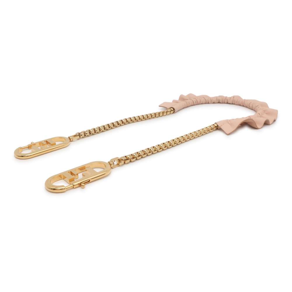 FENDI Strap You Orlock Frill ChainShoulder Pink 8AV420 Gold Plated Leather