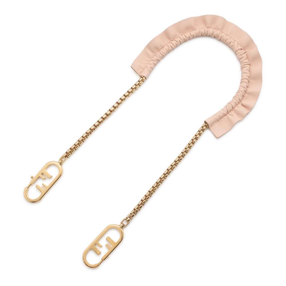 FENDI Strap You Orlock Frill ChainShoulder Pink 8AV420 Gold Plated Leather