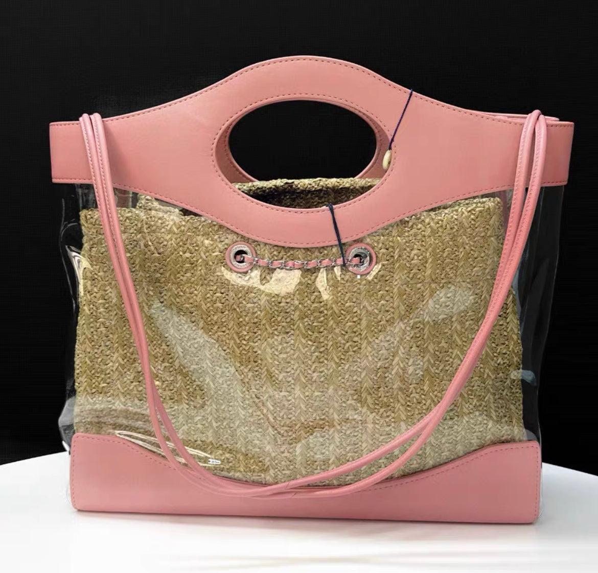 CHANEL Calfskin PVC Chanel 31 Bag Pink