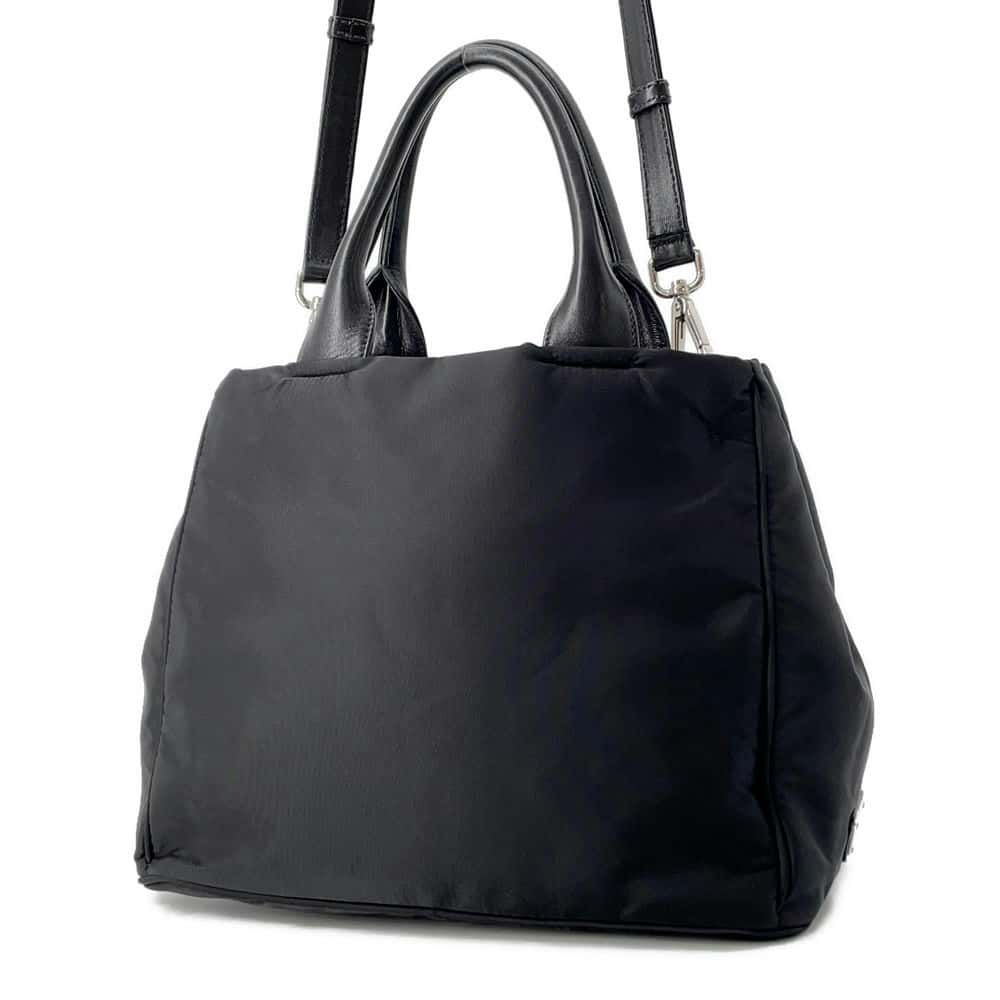 PRADA Ribbon 2WAY Tote Bag Black Nylon