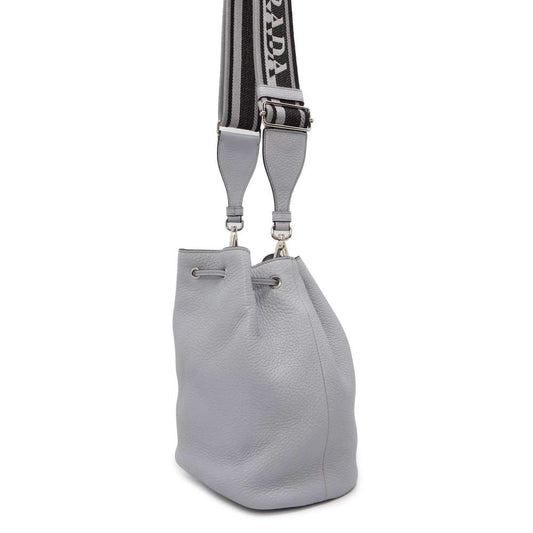 PRADA Bucket Shoulder Bag Blue Leather
