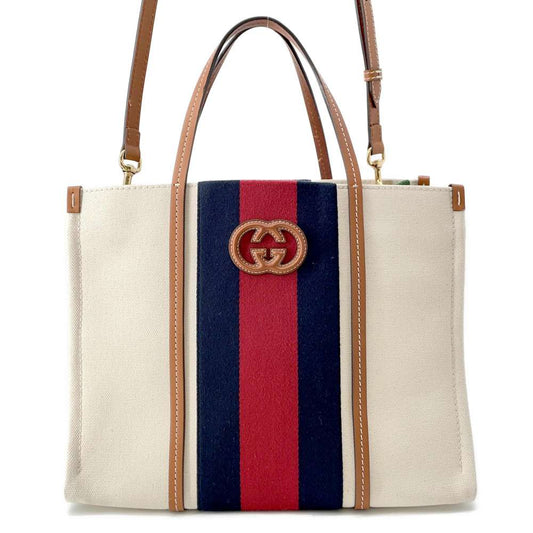 Gucci Leather Canvas Tote