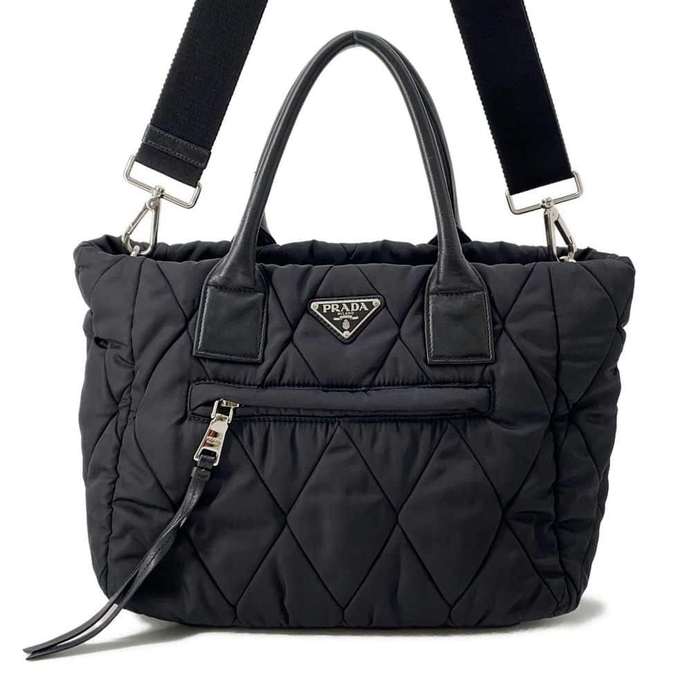 PRADA Bomber 2way Tote Bag Black Nylon