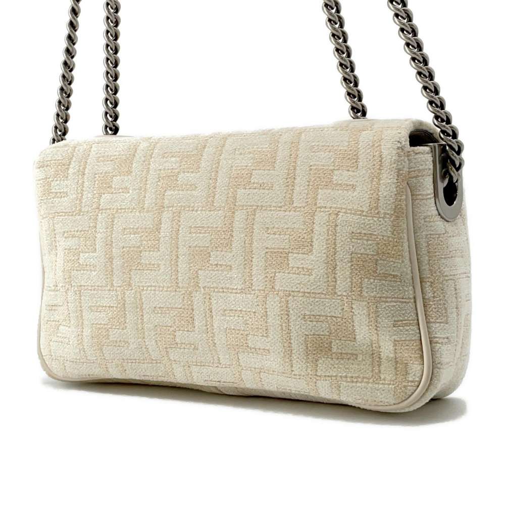 FENDI Baguette ChainShoulder Ivory 8BR793 pile