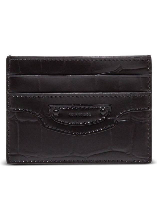 Luxury Balenciaga Trending 2026 Neo Classic Crocodile Effect Card Wallet Black