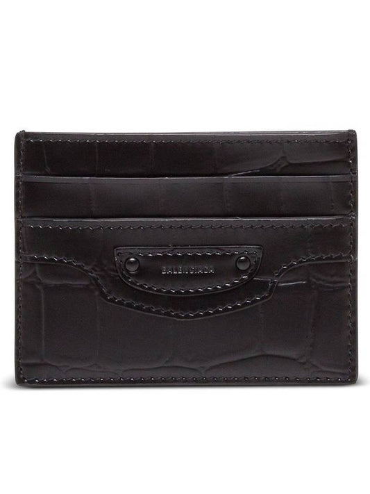 Luxury Balenciaga Trending 2026 Neo Classic Crocodile Effect Card Wallet Black