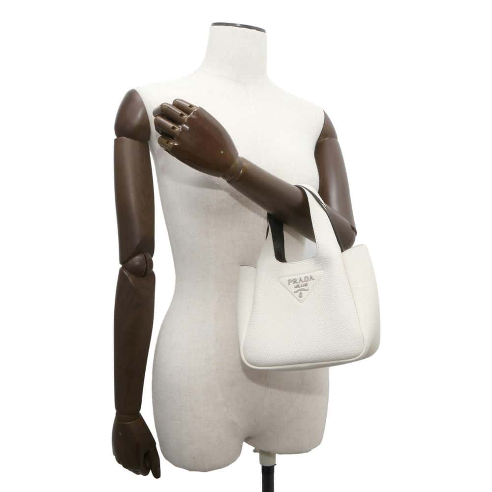 PRADA Handbag White Leather