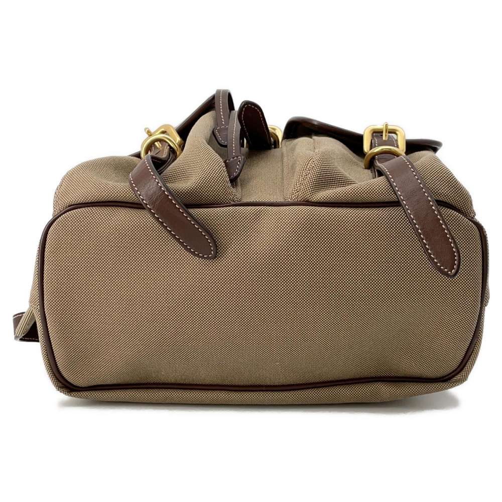 PRADA Logo Backpack Beige/Brown Canvas Leather